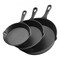 3-Piece Black Oven Safe Cast Iron Skillet Set Pans for Frying Searing and Baking